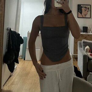 Princess Polly corset grey pinstripe top